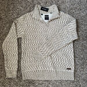 BUFFALO David Bitton Men’s 1/4 zip Beige sweater pullover, Small, NWT